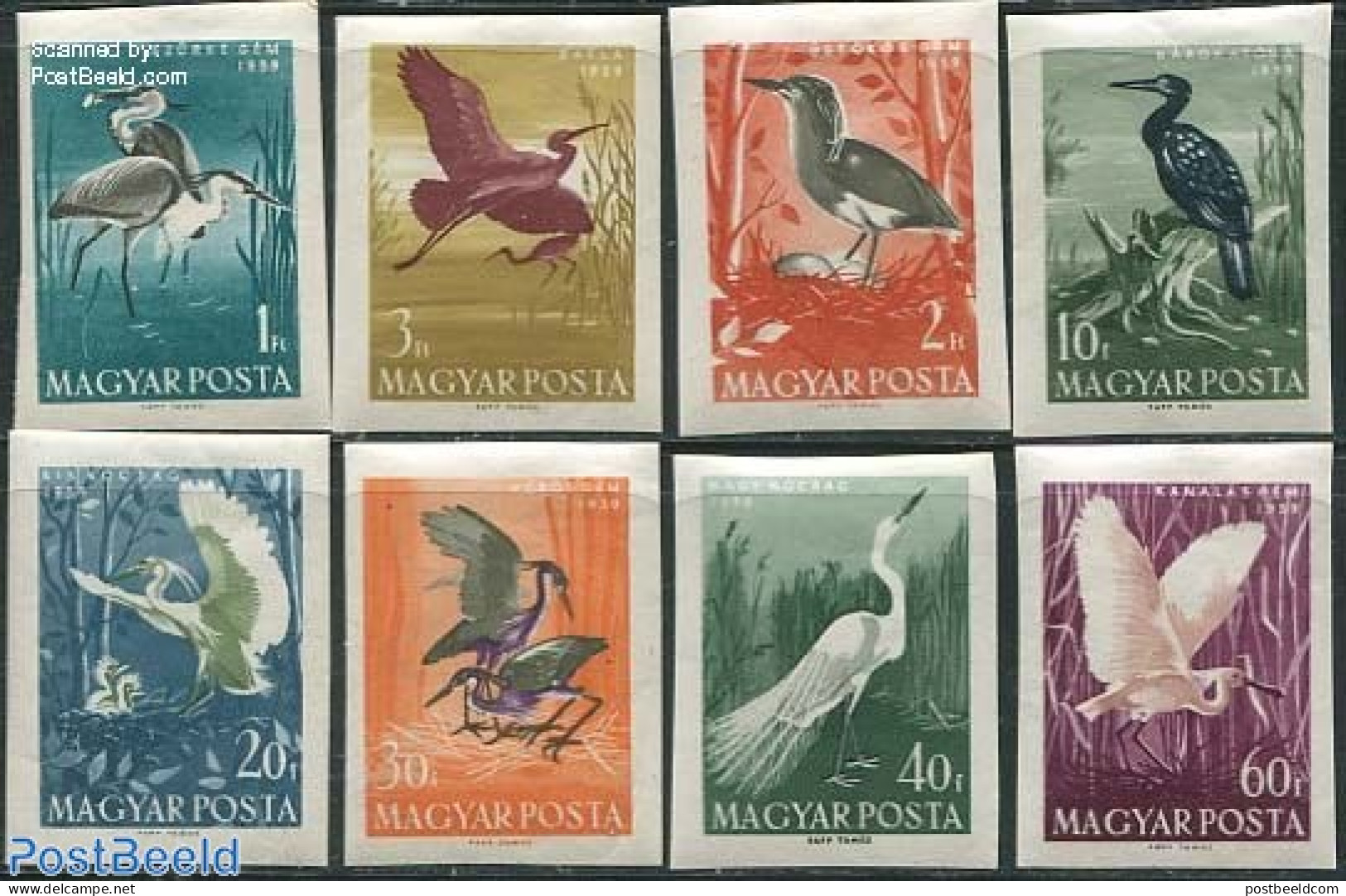 Hungary 1959 Birds 8v Imperforated, Mint NH, Nature - Birds - Ungebraucht
