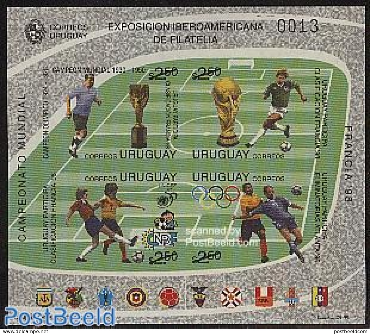 Uruguay 1996 Football S/s Imperforated (no Postal Value), Mint NH, Sport - Football - Uruguay