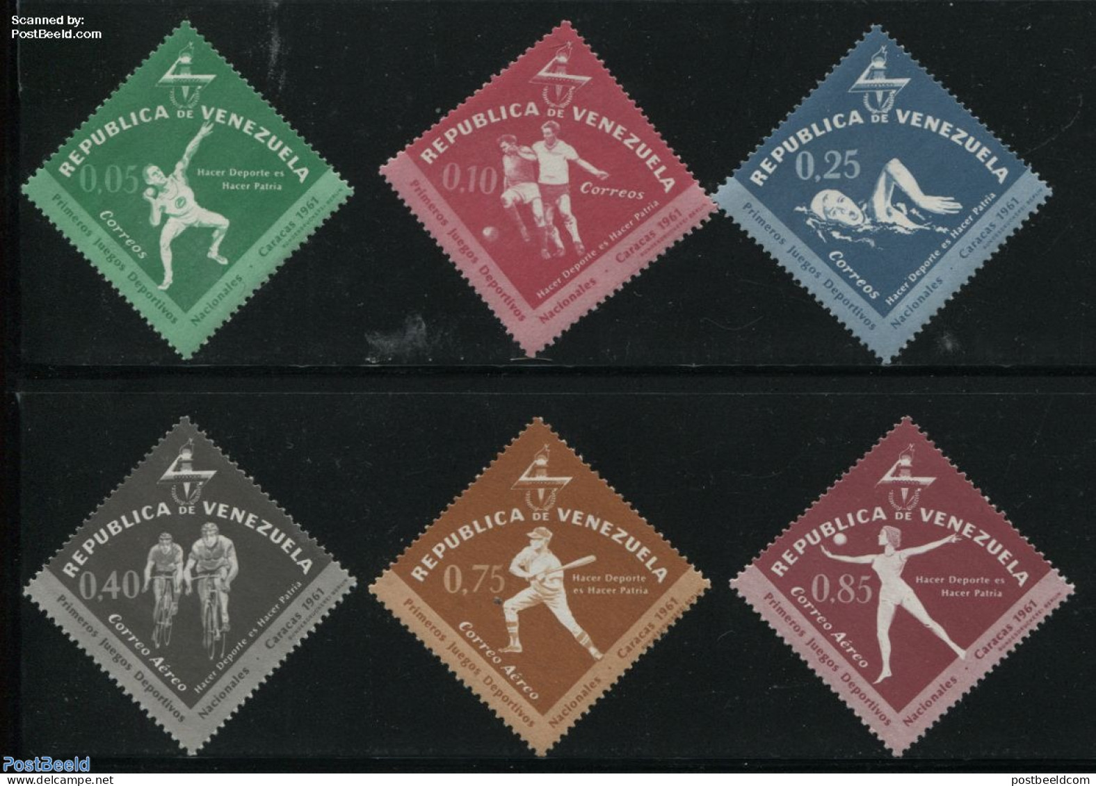 Venezuela 1962 National Games 6v, Mint NH, Sport - Athletics - Baseball - Cycling - Football - Gymnastics - Sport (oth.. - Leichtathletik