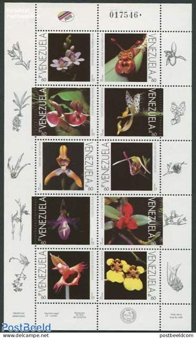 Venezuela 1996 Orchids 10v M/s, Mint NH, Nature - Flowers & Plants - Orchids - Venezuela