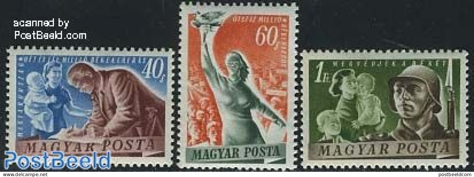 Hungary 1950 Peace 3v, Unused (hinged), History - Peace - Ongebruikt