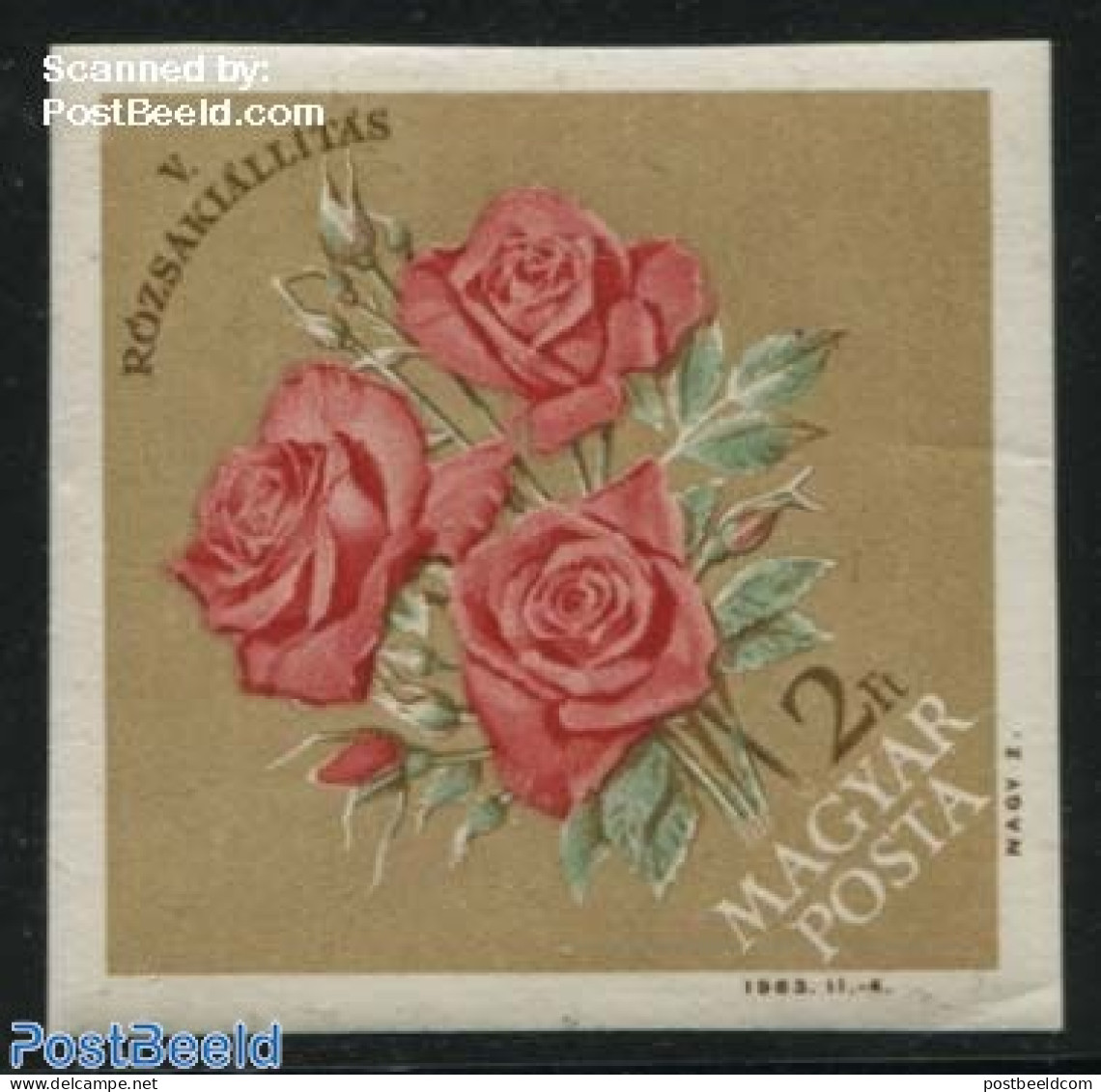 Hungary 1963 Roses Expo 1v Imperforated, Mint NH, Nature - Flowers & Plants - Roses - Nuevos