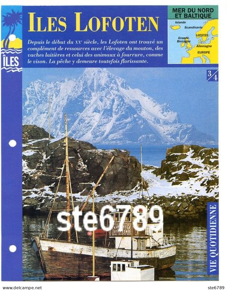 ILES LOFOTEN Norvège 3/4 Série Ile Mer Du Nord Et Baltique  Géographie  Vie Quotidienne Fiche Dépliante - Aardrijkskunde