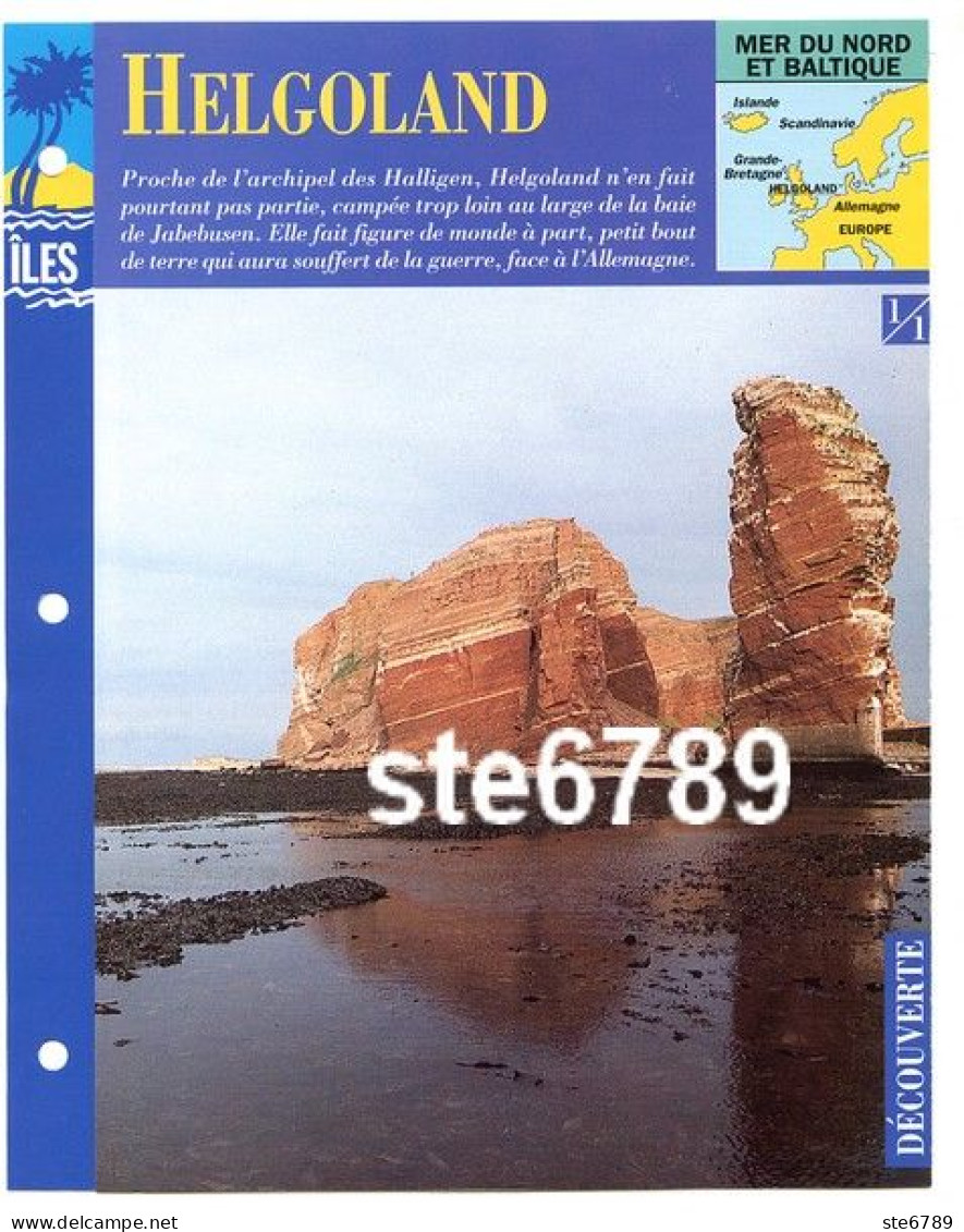 ILE HELGOLAND 1/1 Série Iles Mer Du Nord Et Baltique  Géographie  Découverte Fiche Dépliante - Geographie