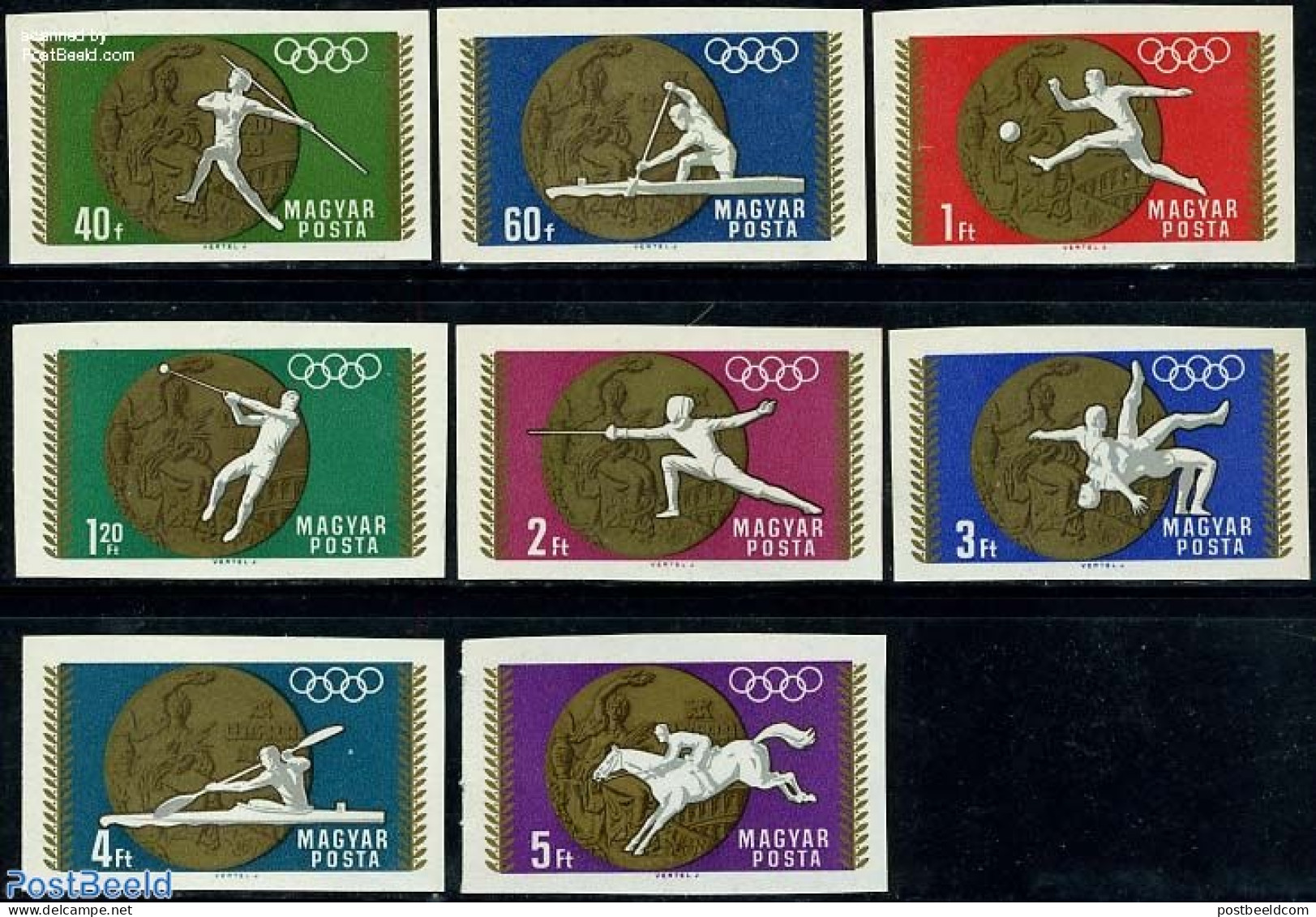 Hungary 1969 Olympic Winners 8v Imperforated, Mint NH, Nature - Sport - Horses - Athletics - Fencing - Kayaks & Rowing.. - Nuovi