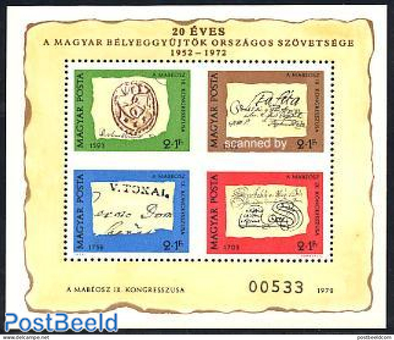 Hungary 1972 Stamp Day S/s With Extra Text, Mint NH, Stamp Day - Art - Handwriting And Autographs - Nuovi