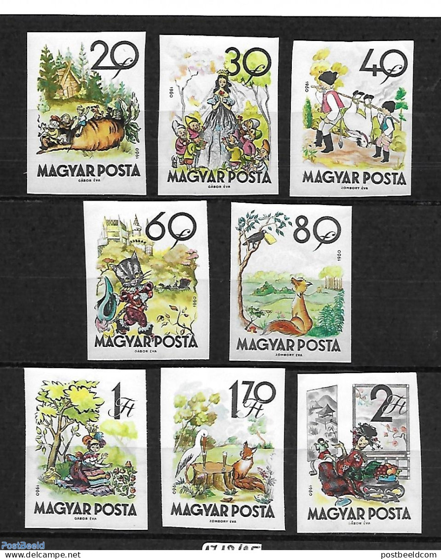 Hungary 1960 Fairy Tales 8v Imperforated, Mint NH, Art - Fairytales - Nuevos