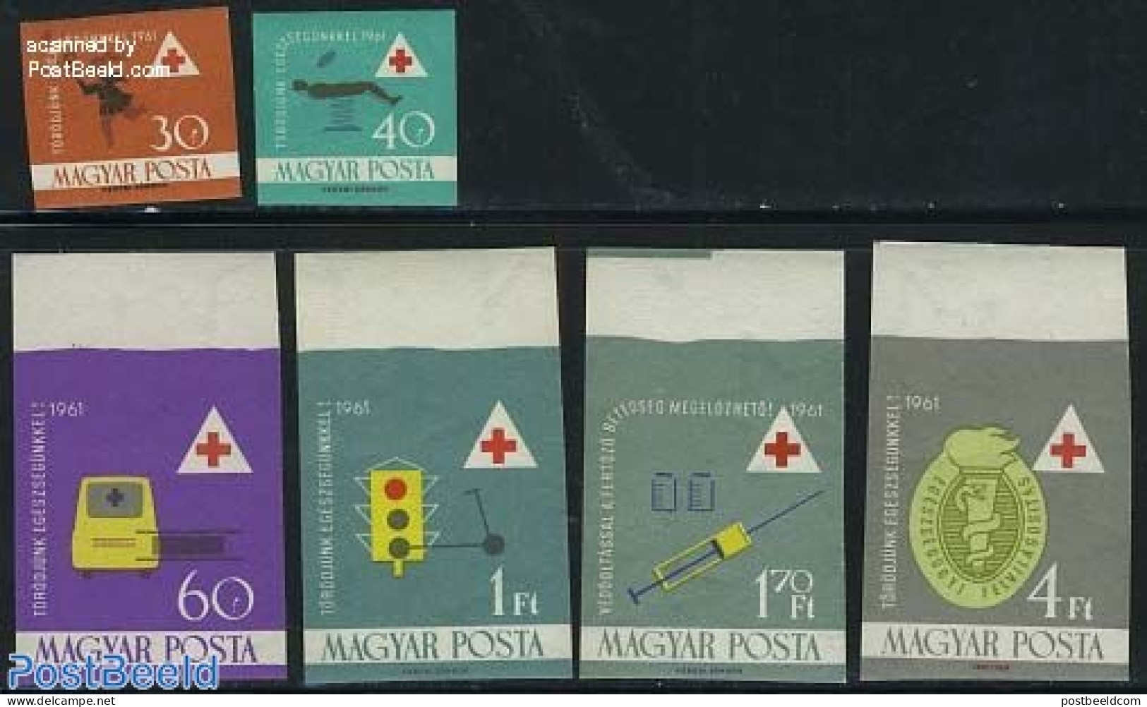 Hungary 1961 Health 6v Imperforated, Mint NH, Health - Transport - Health - Traffic Safety - Nuovi