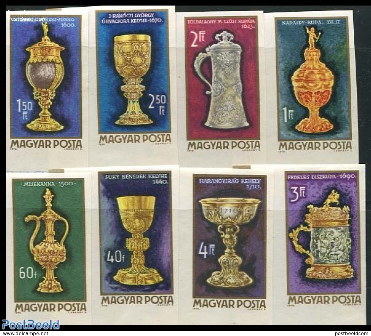 Hungary 1970 Golden Art Objects 8v Imperforated, Mint NH, Art - Art & Antique Objects - Neufs