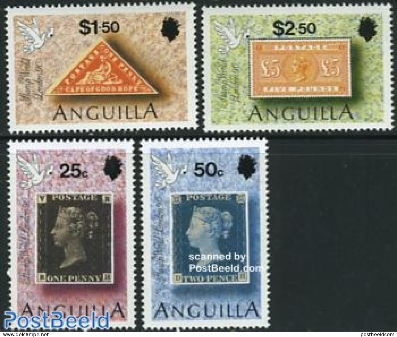 Anguilla 1990 London 90 4v, Mint NH, Philately - Stamps On Stamps - Stamps On Stamps