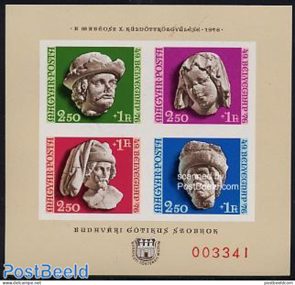 Hungary 1976 Stamp Day S/s Red Control Numb, Reverse Side Prin, Mint NH, Stamp Day - Art - Sculpture - Ungebraucht