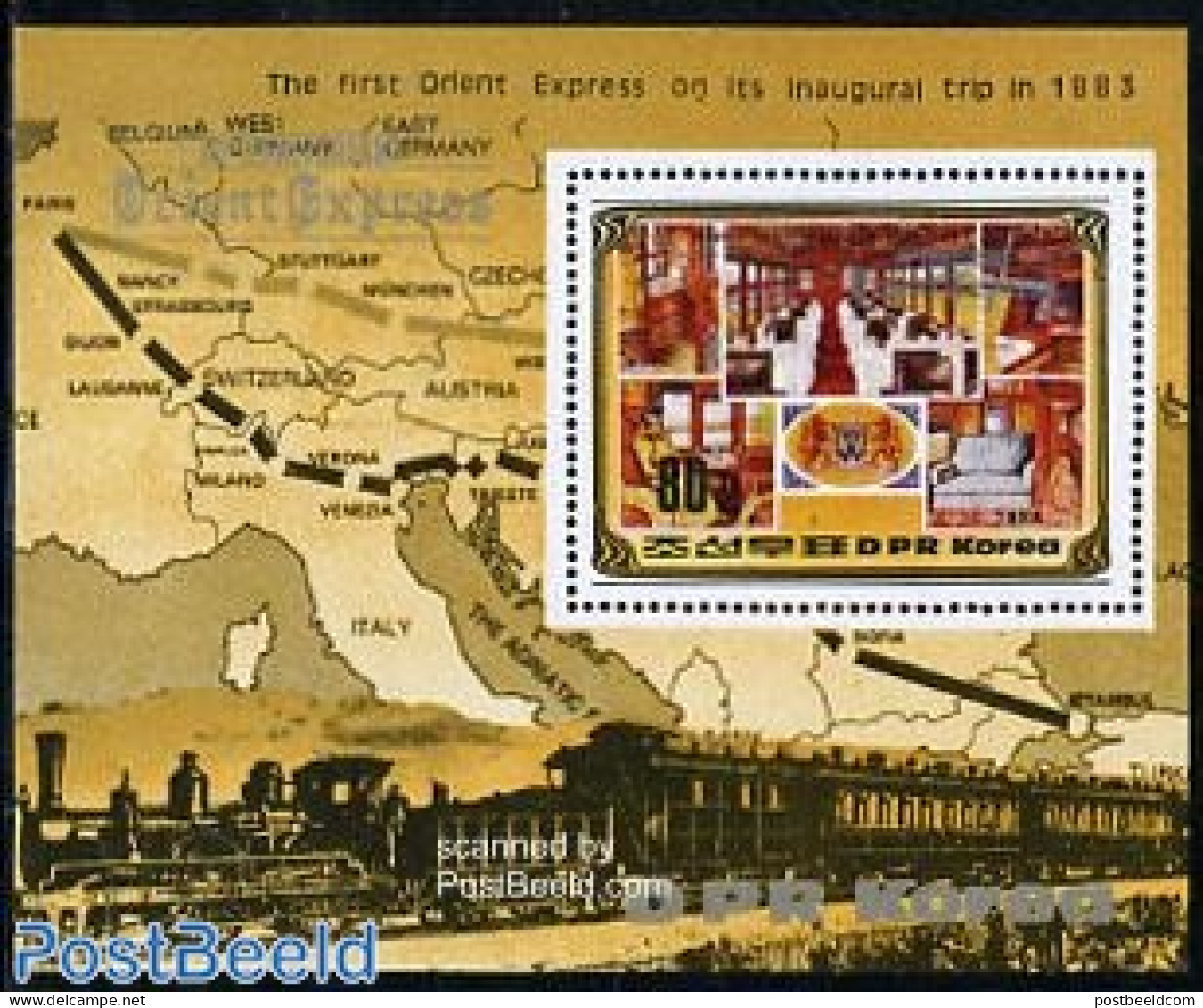 Korea, North 1984 Orient Express S/s, Mint NH, Transport - Various - Railways - Maps - Treinen
