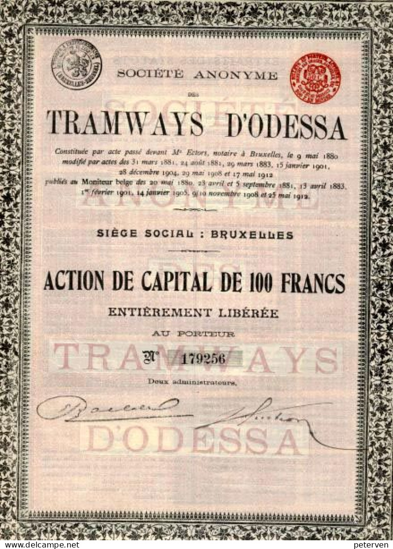 TRAMWAYS D'ODESSA; Action De Capital (1912) - Russland