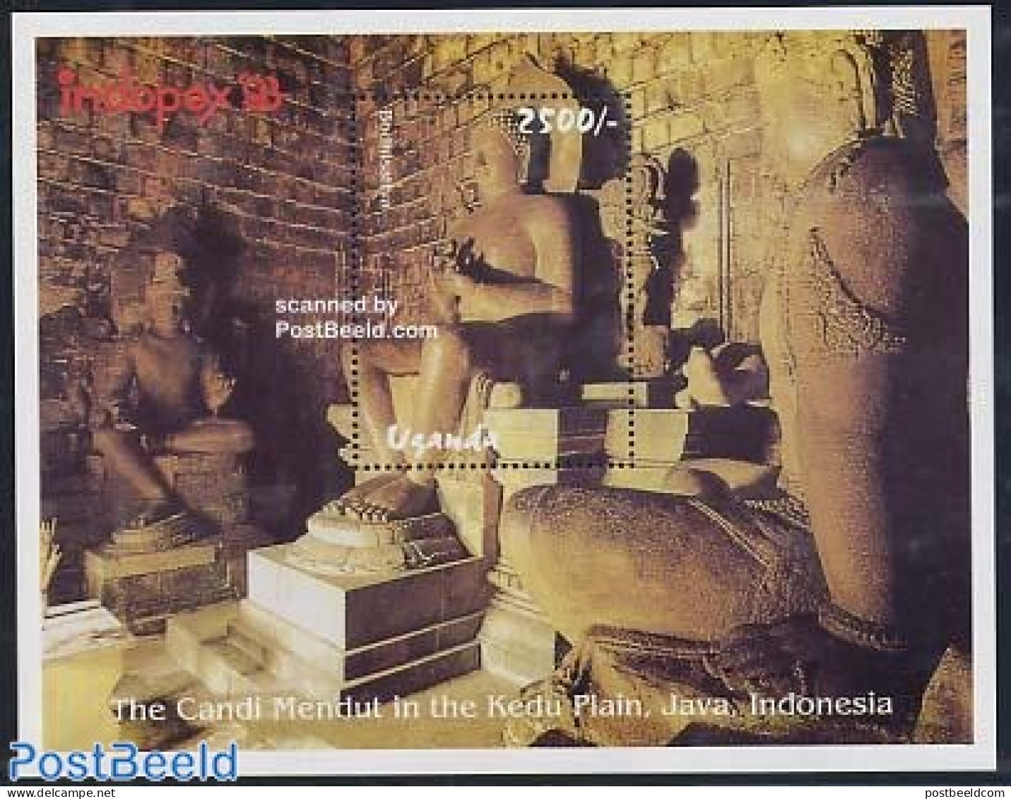 Uganda 1993 INDOPEX 93 S/s, Mint NH, Religion - Religion - Philately - Art - Sculpture - Sculpture
