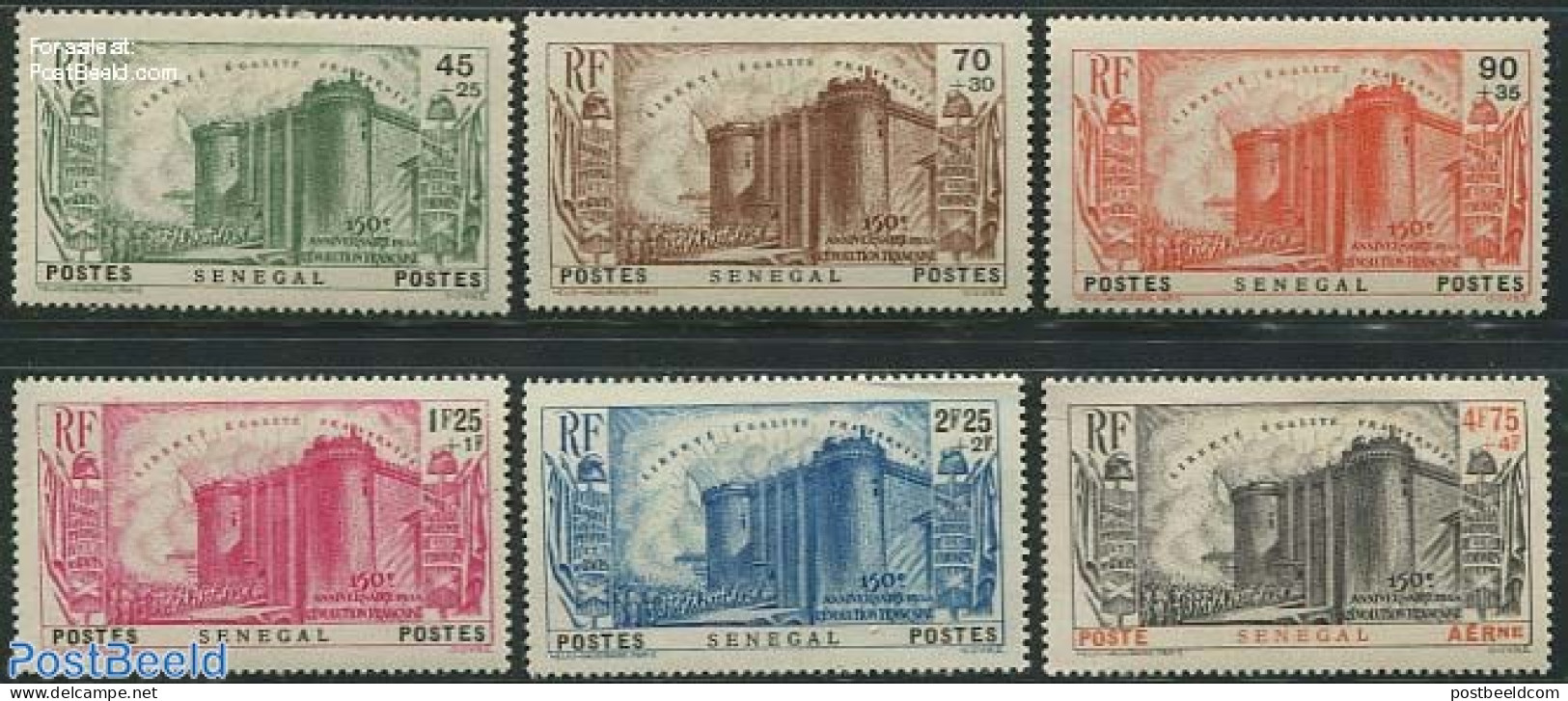 Senegal 1939 French Revolution 6v, Unused (hinged), Castles & Fortifications - Castillos