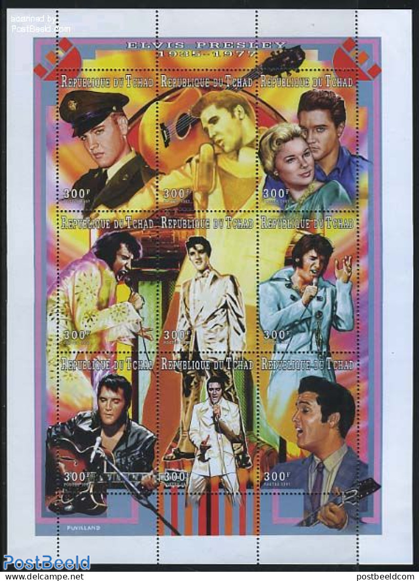 Chad 1997 Elvis Presley 9v M/s, Mint NH, Performance Art - Elvis Presley - Music - Popular Music - Other & Unclassified