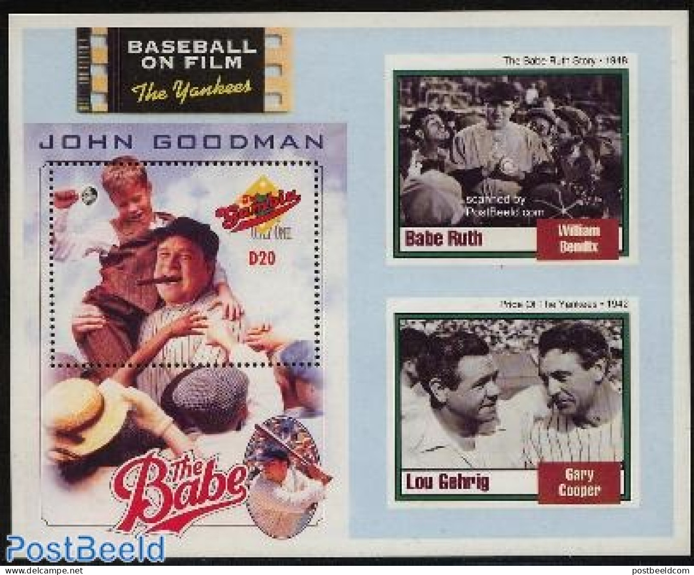 Gambia 1993 The Babe S/s, Mint NH, Performance Art - Sport - Film - Movie Stars - Baseball - Sport (other And Mixed) - Kino