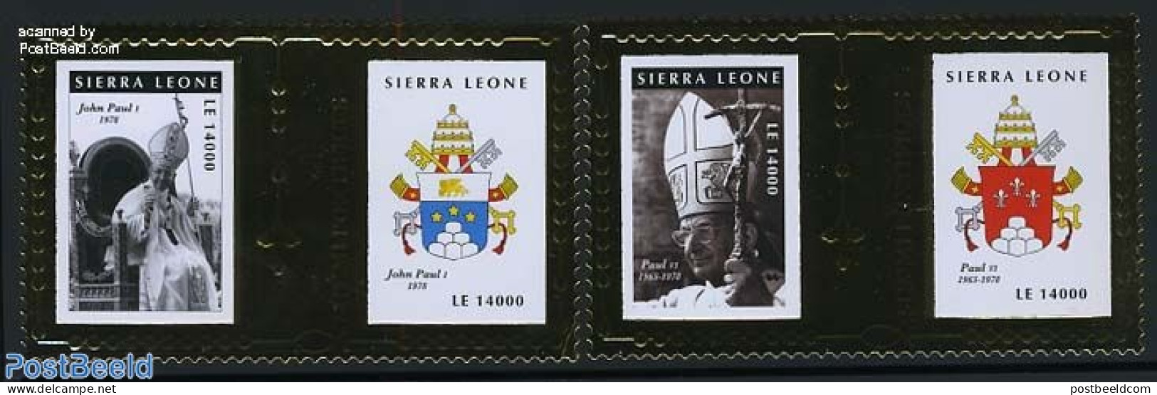 Sierra Leone 2010 Popes 2v, Gold, Mint NH, History - Religion - Coat Of Arms - Pope - Religion - Päpste