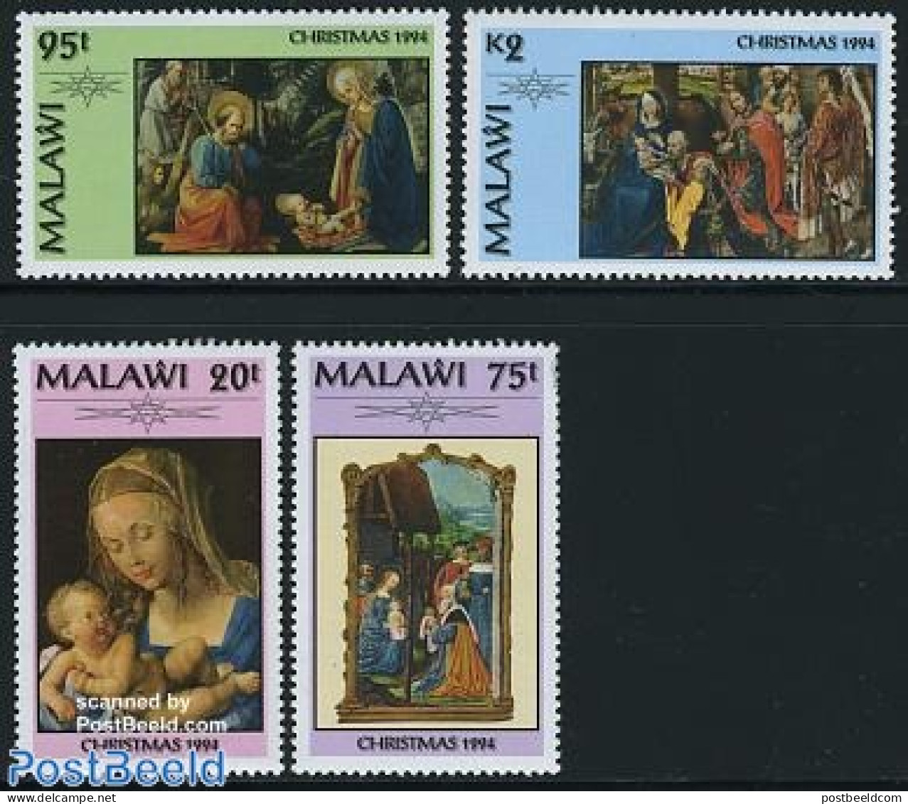 Malawi 1994 Christmas, Paintings 4v, Mint NH, Religion - Christmas - Art - Dürer, Albrecht - Paintings - Noël