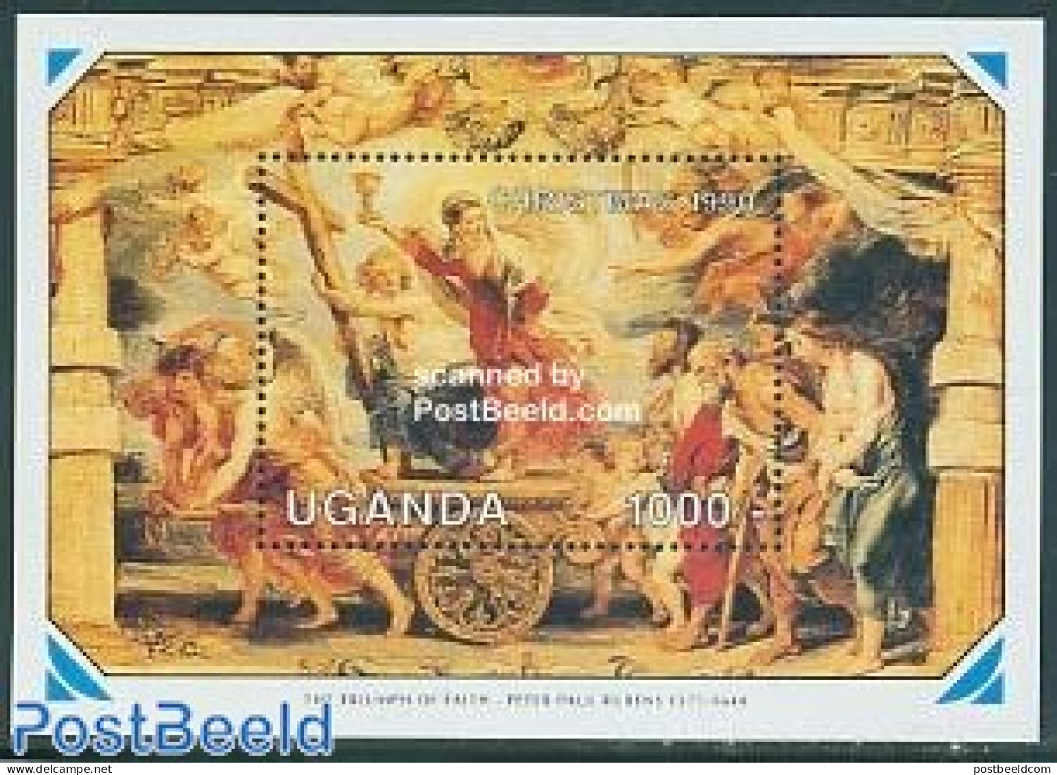 Uganda 1990 Christmas S/s, Mint NH, Religion - Christmas - Art - Paintings - Rubens - Noël