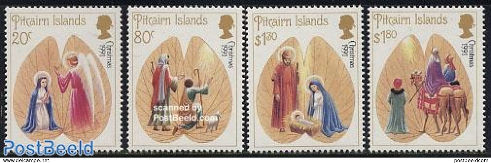 Pitcairn Islands 1991 Christmas 4v, Mint NH, Religion - Christmas - Noël