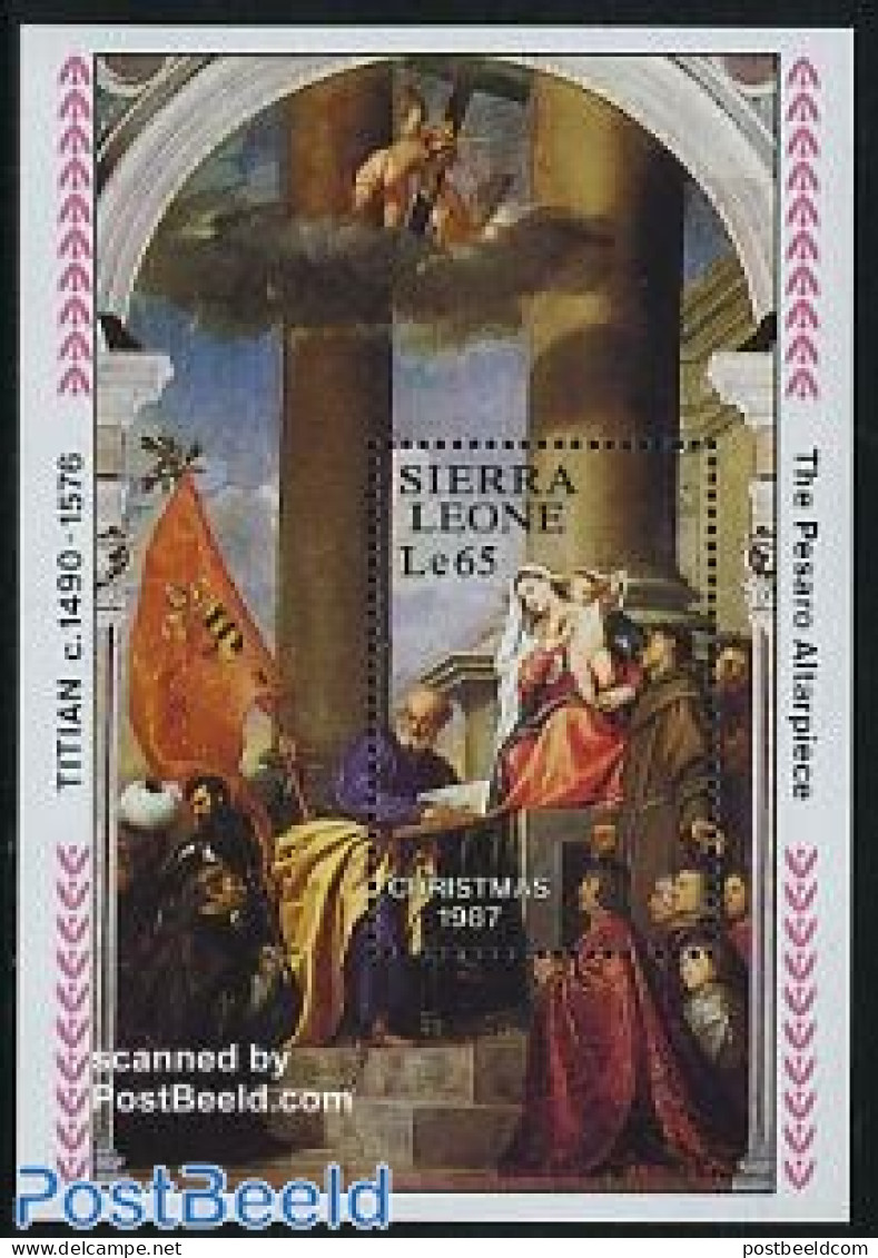 Sierra Leone 1987 Christmas, Titian Paintings S/s, Mint NH, Religion - Christmas - Art - Paintings - Kerstmis