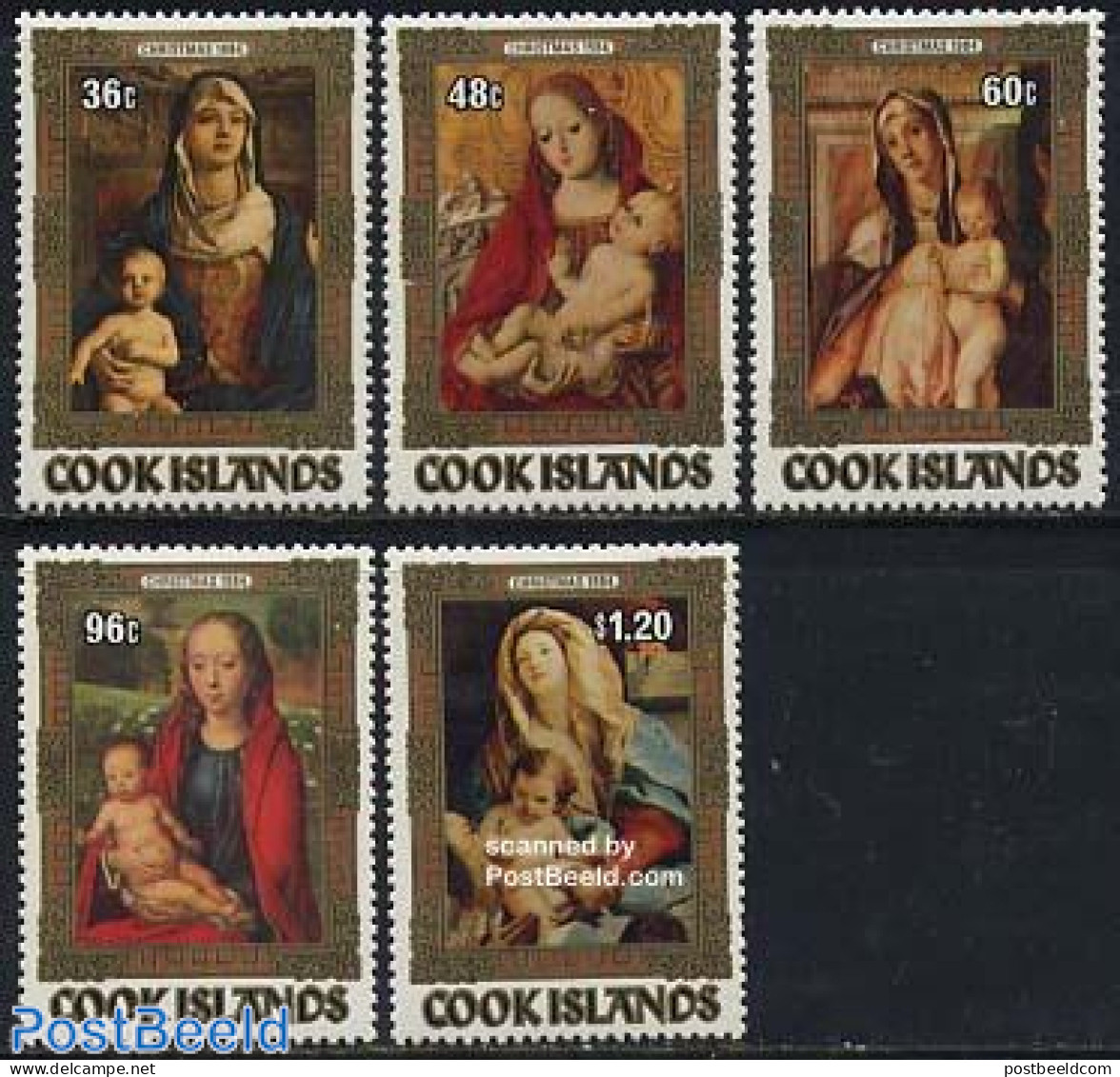 Cook Islands 1984 Christmas 5v, Mint NH, Religion - Christmas - Art - Paintings - Kerstmis