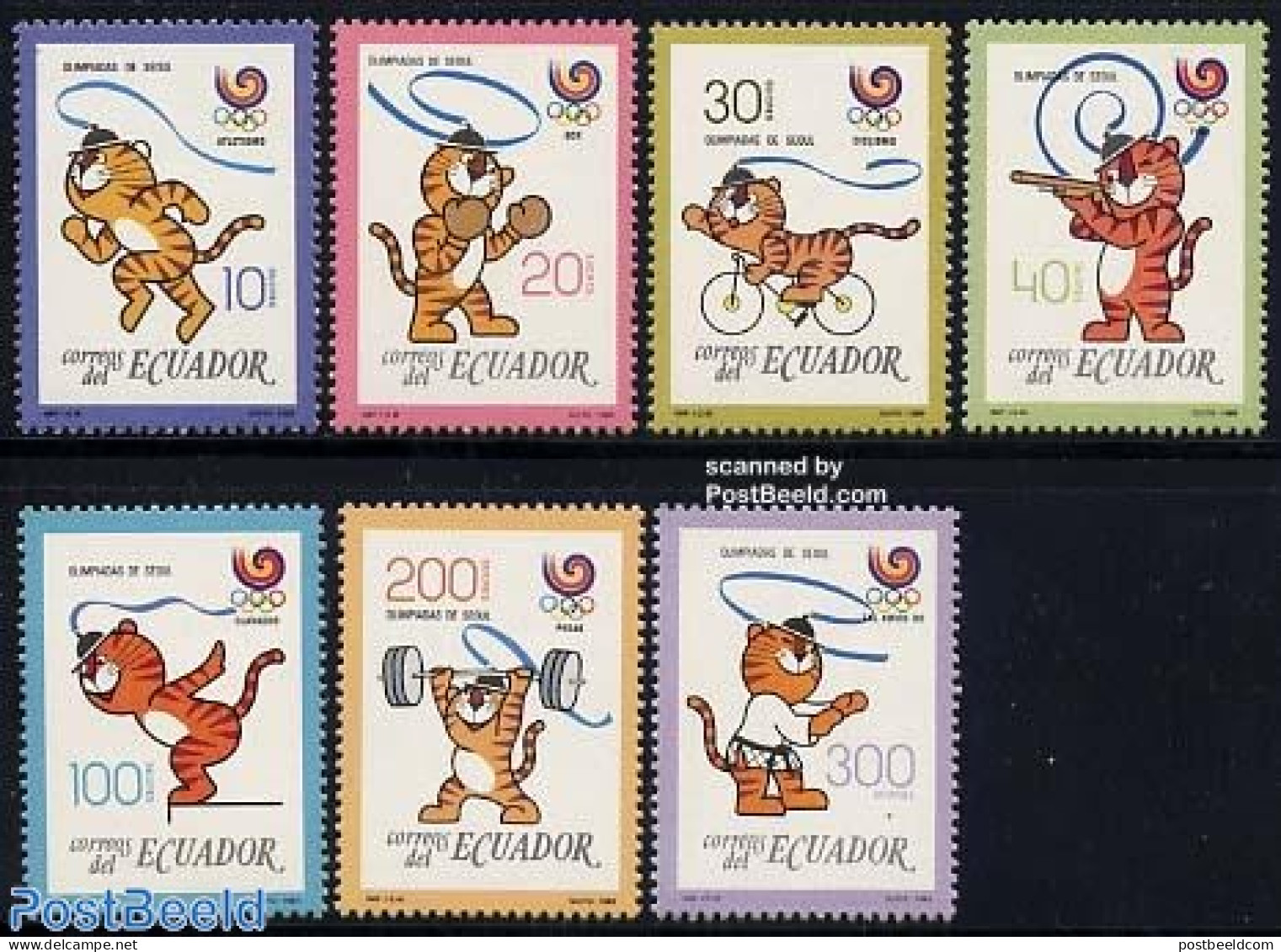 Ecuador 1989 Olympic Games Seoul 7v, Mint NH, Sport - Athletics - Judo - Olympic Games - Shooting Sports - Swimming - .. - Leichtathletik