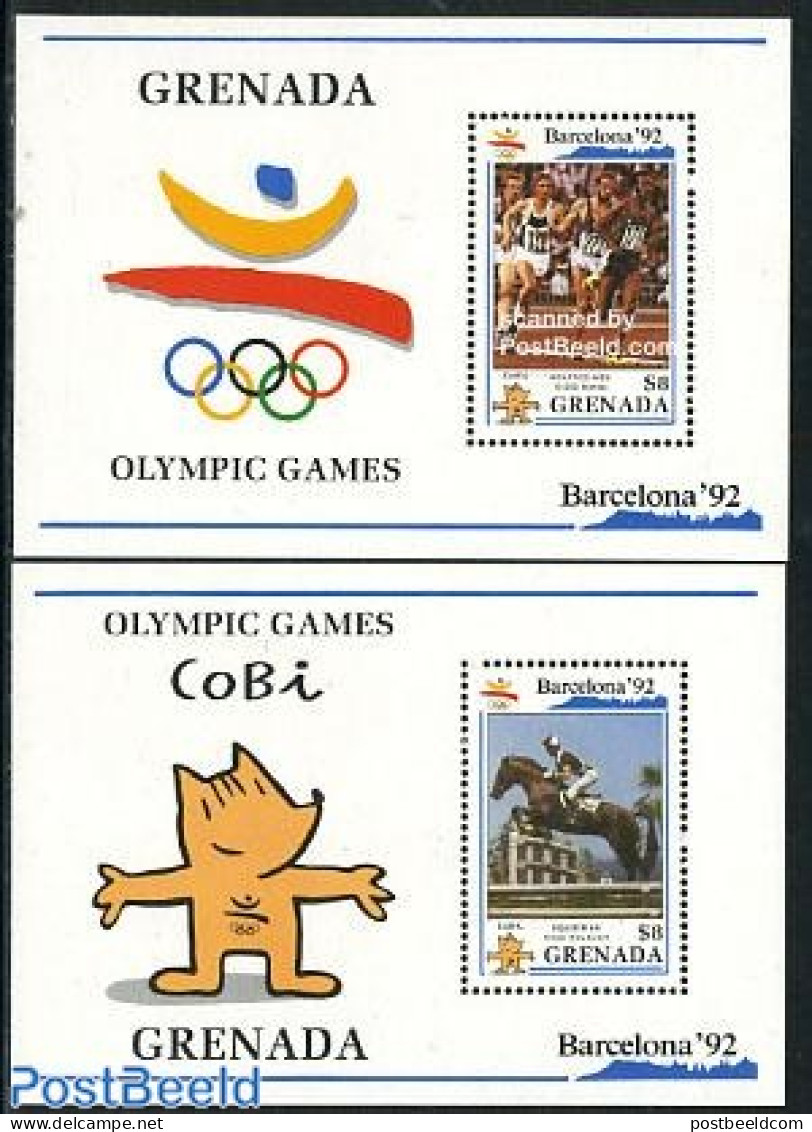 Grenada 1990 Olympic Games 2 S/s, Mint NH, Nature - Sport - Horses - Athletics - Olympic Games - Athlétisme