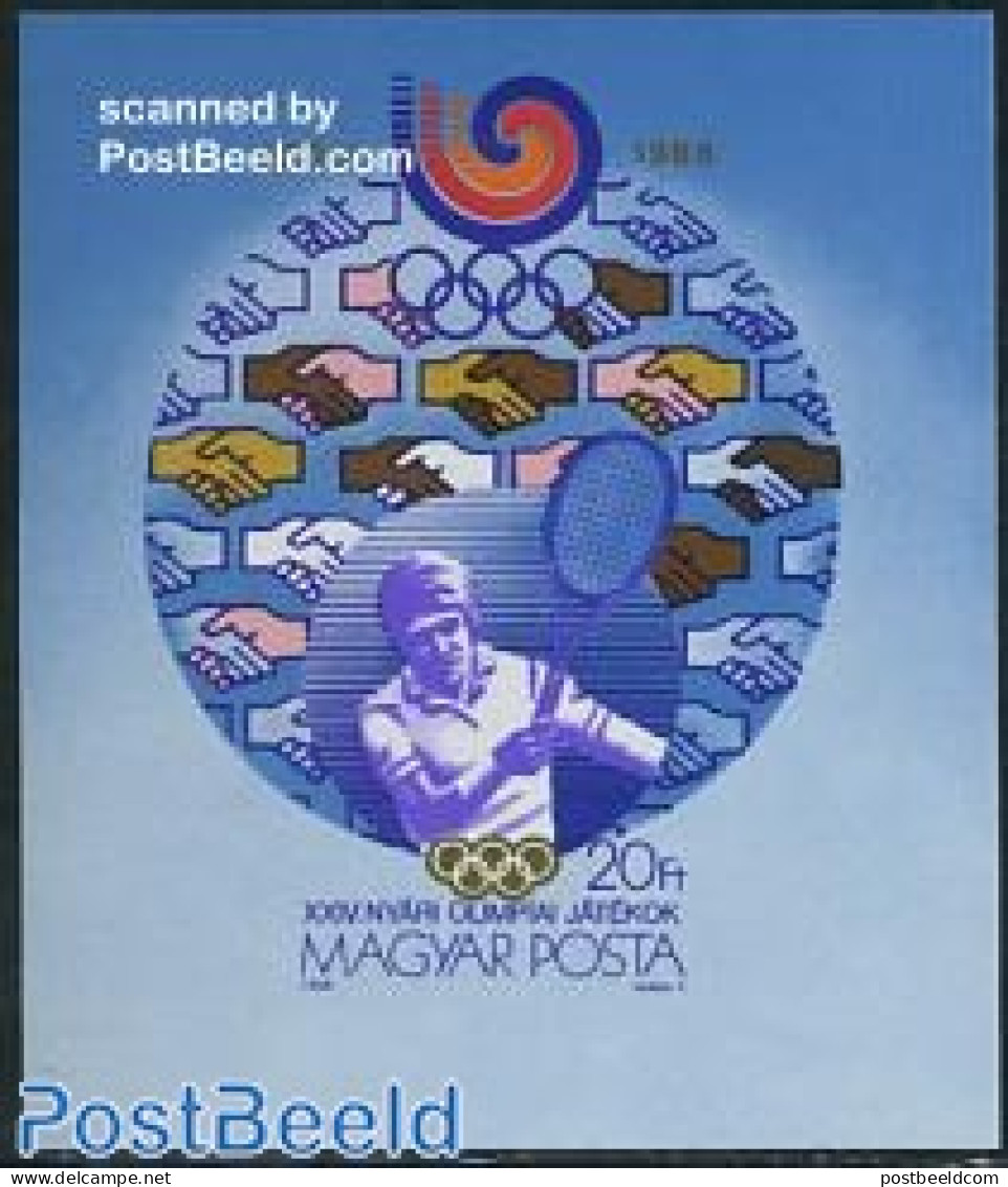Hungary 1988 Olympic Games S/s Imperforated, Mint NH, Sport - Olympic Games - Tennis - Ongebruikt