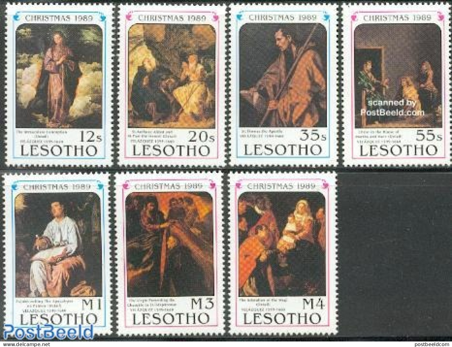 Lesotho 1989 Christmas, Paintings 7v, Mint NH, Religion - Christmas - Art - Paintings - Noël