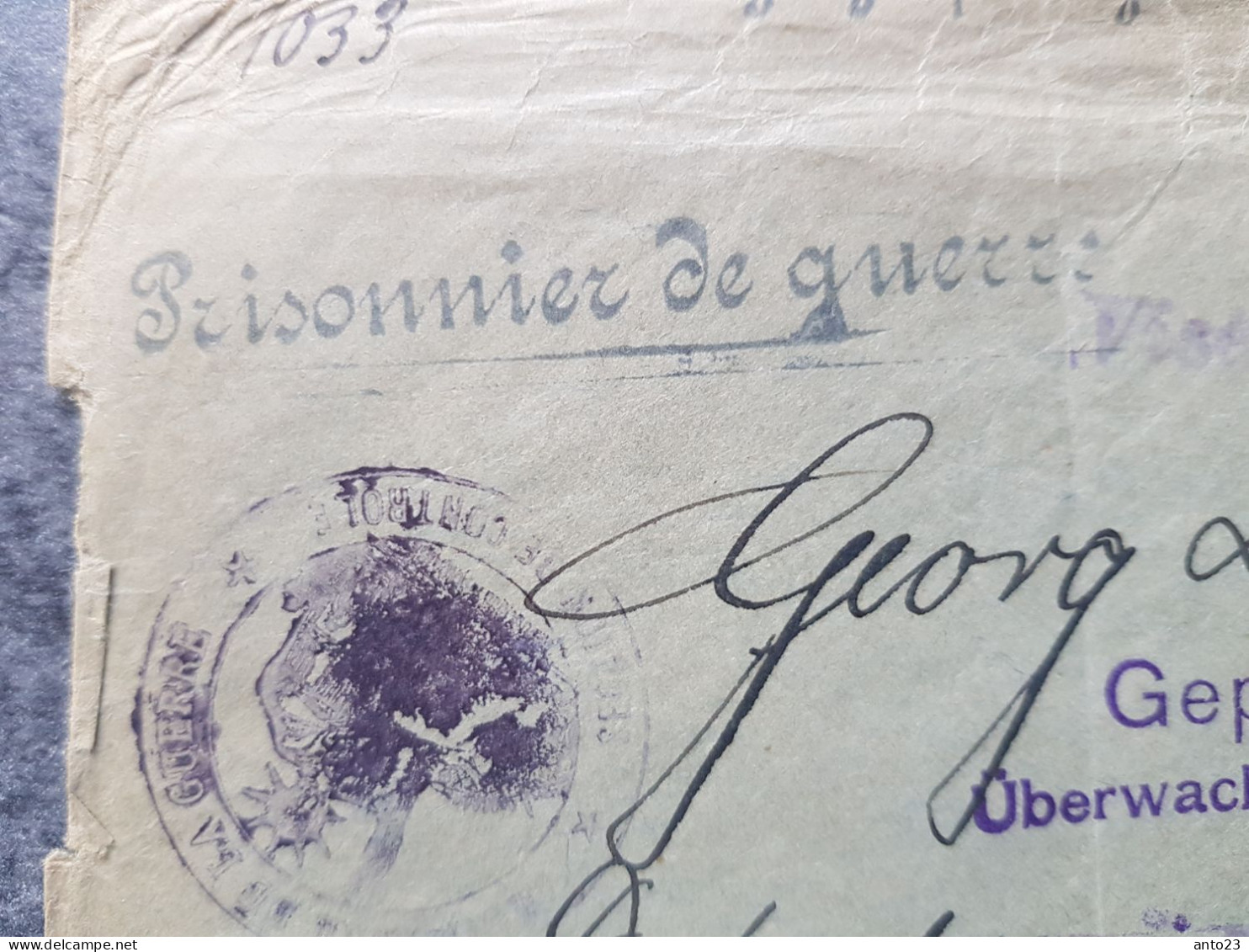 ENVELOPPE  De PRISONNIER DE GUERRE Ww1 - NASSAU - GRIFFE PRISONNIER DE GUERRE - CENSURE - - 1914-18