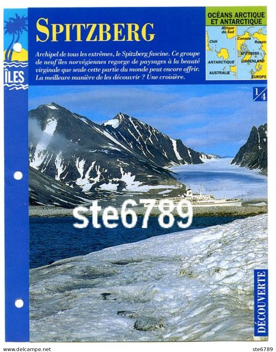 ILE SPITZBERG 1/4 Série Iles Océan Arctique Antarctique Géographie Découverte Fiche Dépliante - Géographie