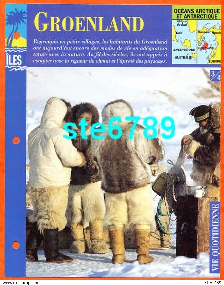 ILE GROENLAND 3/4 Série Iles Océan Arctique Antarctique Géographie Vie Quotidienne Fiche Dépliante - Geographie