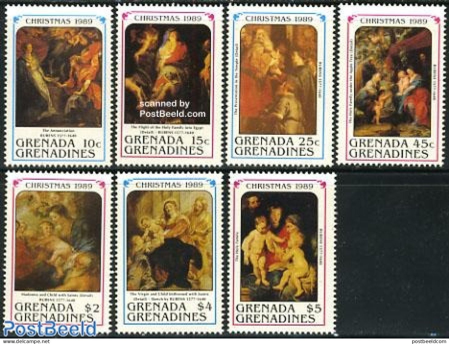 Grenada Grenadines 1989 Christmas, Rubens Paintings 7v, Mint NH, Religion - Christmas - Art - Paintings - Rubens - Noël