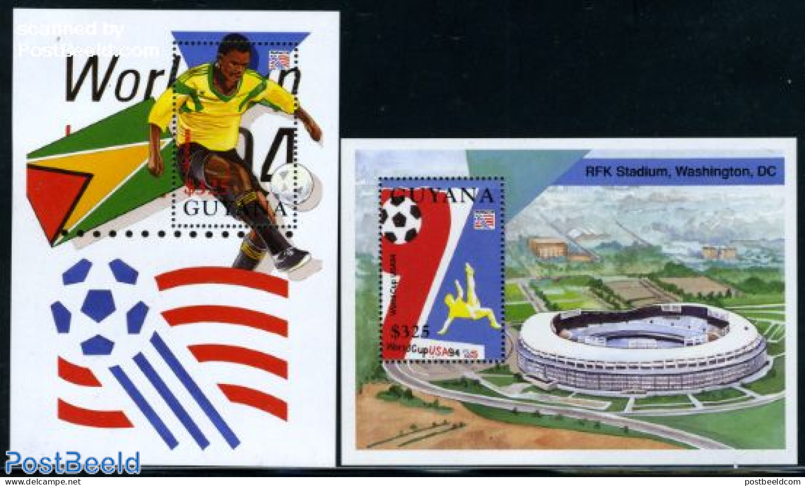 Guyana 1994 World Cup Football 2 S/s, Mint NH, Sport - Football - Guyane (1966-...)