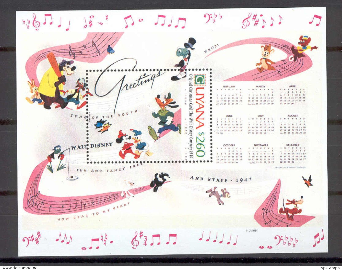 Disney Guyana 1991 Christmas Cards MS #3 MNH - Disney