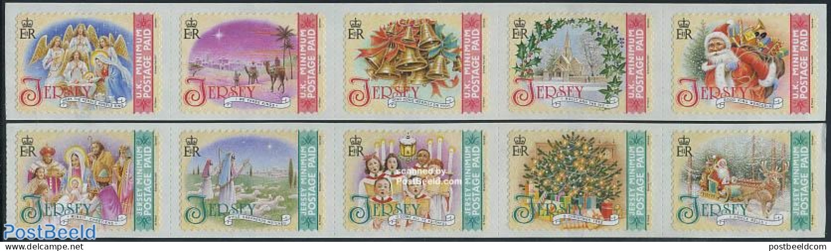 Jersey 2007 Christmas 10v S-a, Mint NH, Nature - Religion - Camels - Angels - Christmas - Churches, Temples, Mosques, .. - Christentum