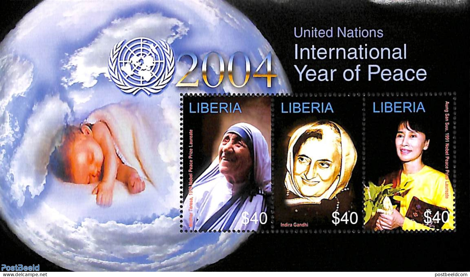 Liberia 2004 International Year Of Peace 3v M/s, Mint NH, History - Nobel Prize Winners - Peace - Nobelprijs