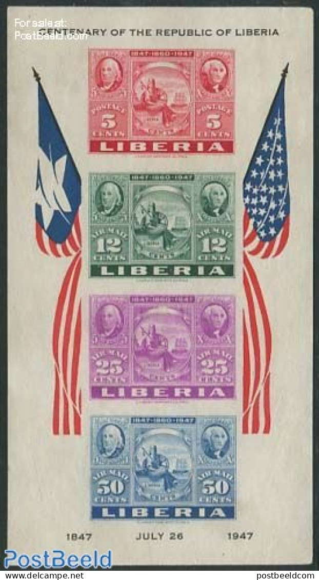 Liberia 1947 CIPEX S/s Imperforated, Mint NH, Stamps On Stamps - Stamps On Stamps
