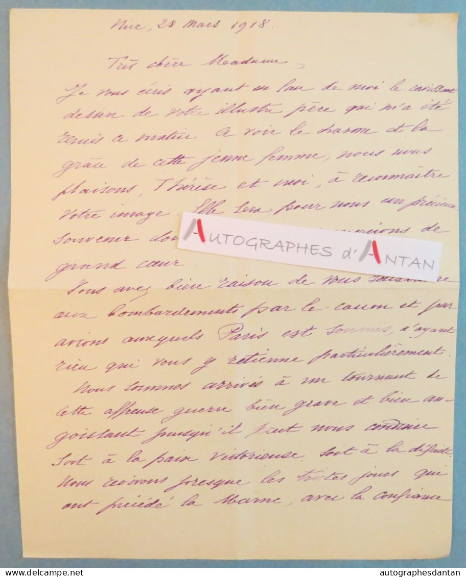 ● L.A.S 1918 René Julien MARQUIS Officier De Marine - NICE - Né à Rochefort Charente Maritime - Belle Lettre WW1 - Politico E Militare