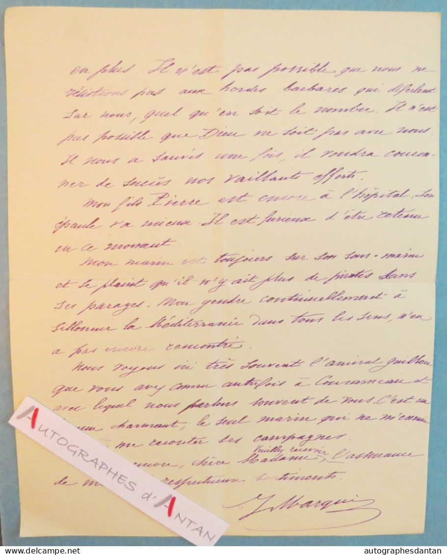 ● L.A.S 1918 René Julien MARQUIS Officier De Marine - NICE - Né à Rochefort Charente Maritime - Belle Lettre WW1 - Politicians  & Military