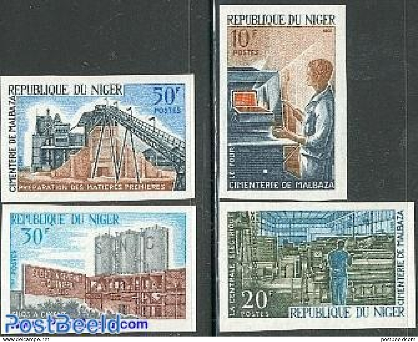 Niger 1966 Ciment Industry 4v Imperforated, Mint NH, Various - Industry - Fábricas Y Industrias