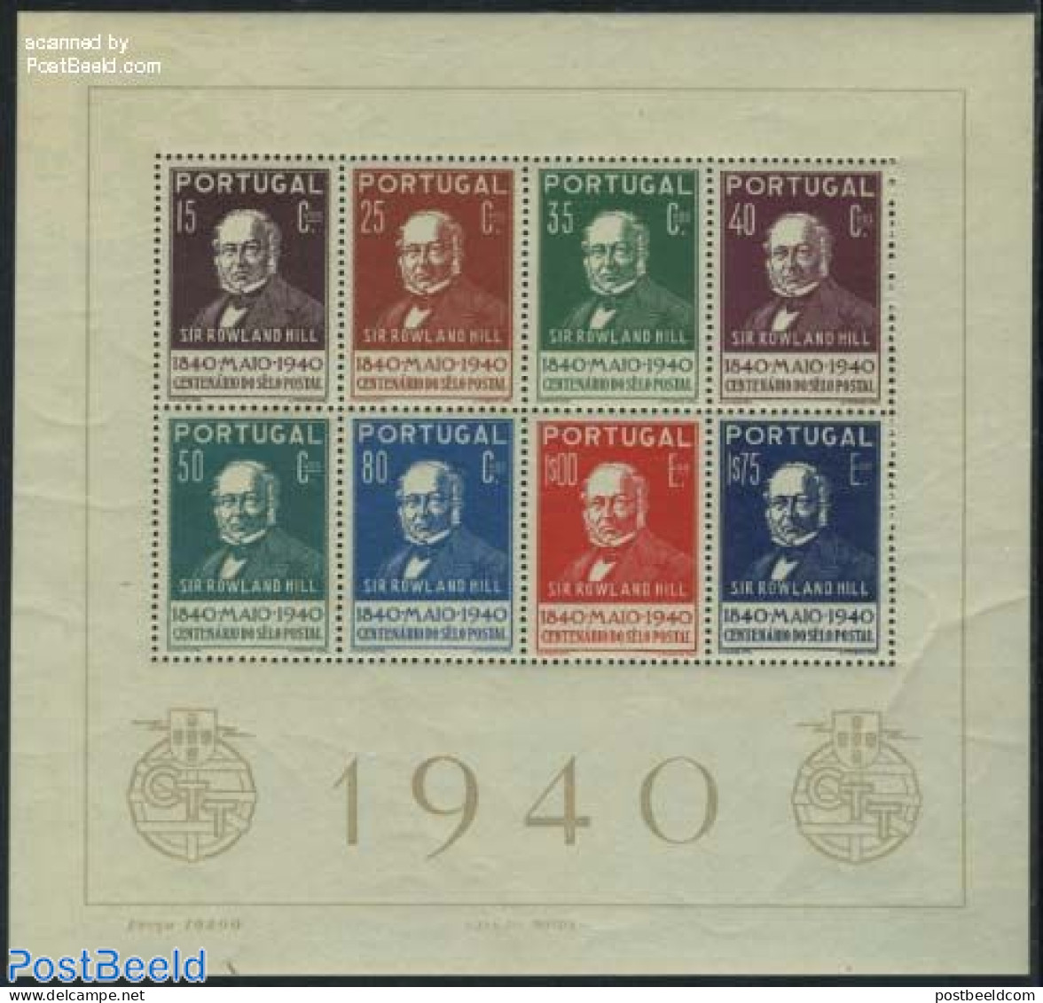 Portugal 1940 Stamp Centenary S/s, Mint NH, 100 Years Stamps - Sir Rowland Hill - Unused Stamps