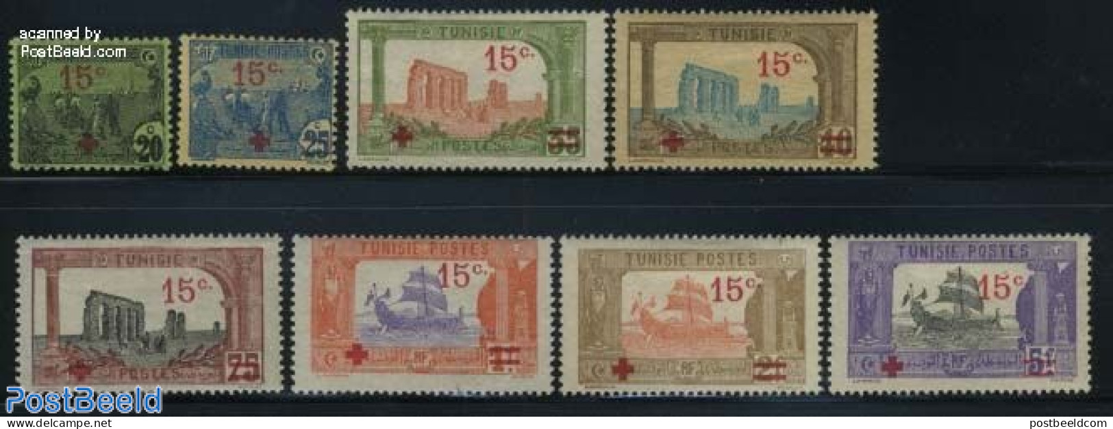 Tunisia 1918 War Prisoners 8v, Unused (hinged), Transport - Ships And Boats - Ships