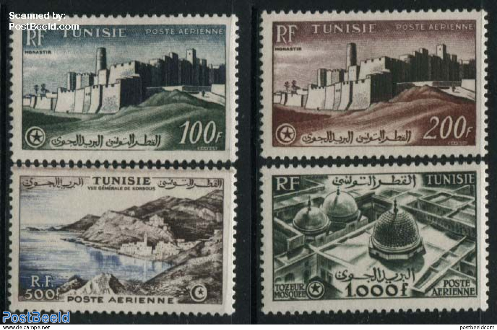 Tunisia 1953 Definitives 4v (with RF), Unused (hinged), Art - Castles & Fortifications - Schlösser U. Burgen