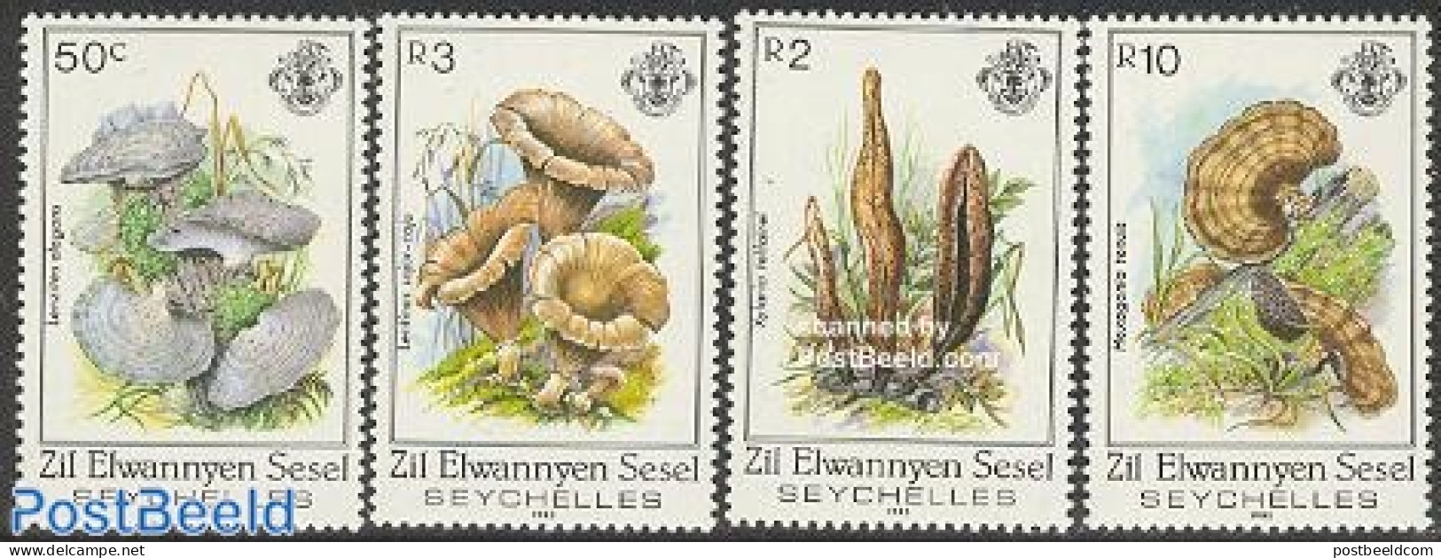 Seychelles, Zil Eloigne Sesel 1985 Mushrooms 4v, Mint NH, Nature - Mushrooms - Funghi