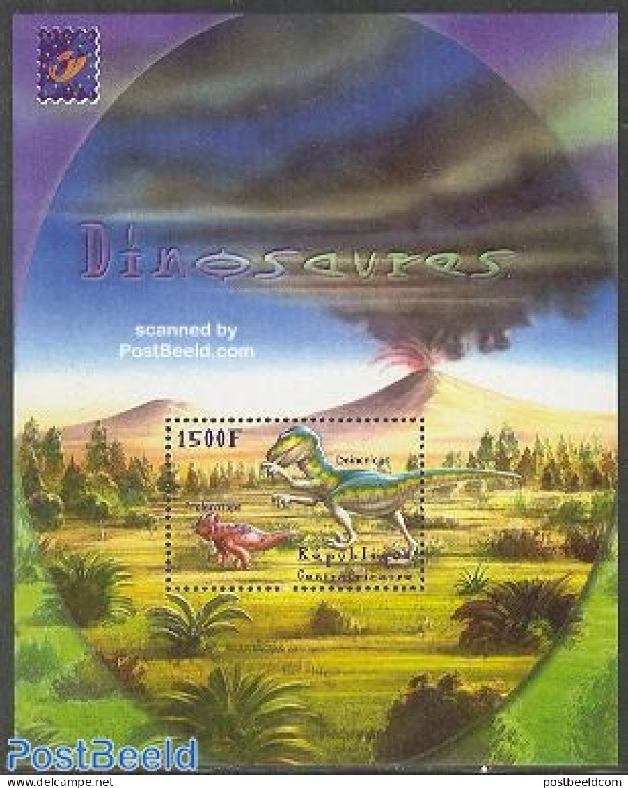 Central Africa 2001 Prehistoric Animals S/s, Mint NH, Nature - Prehistoric Animals - Prehistóricos