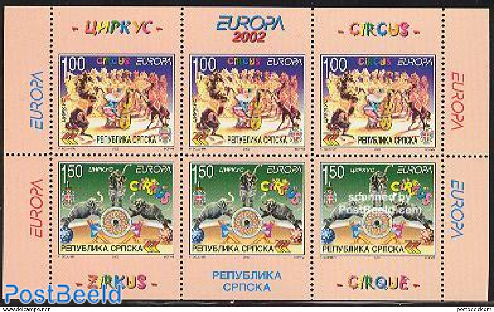 Bosnia Herzegovina - Serbian Adm. 2002 Europa S/s, Mint NH, History - Nature - Performance Art - Europa (cept) - Eleph.. - Cirque