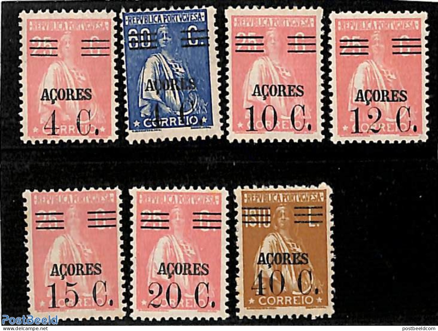 Azores 1929 Overprints 7v, Mint NH - Açores